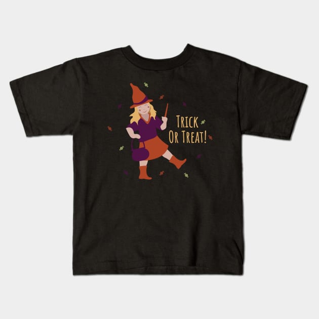 Halloween Kiddo Wendy the Witch Kids T-Shirt by Limey Jade 